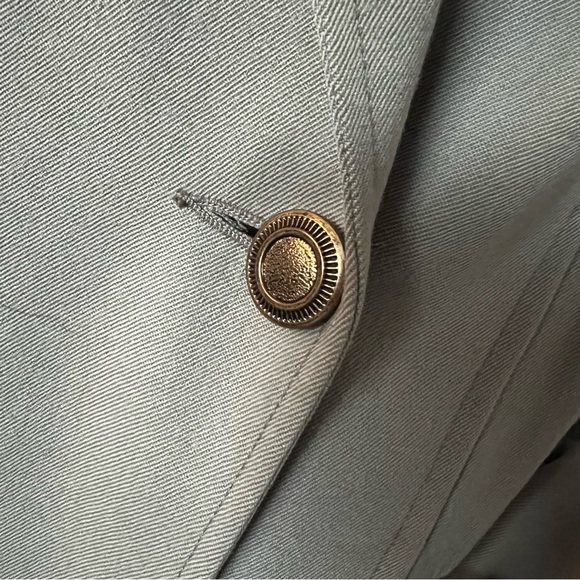 Vintage SHIFF light khaki green long pleated back 100% virgin wool trench coat - Picture 3 of 12